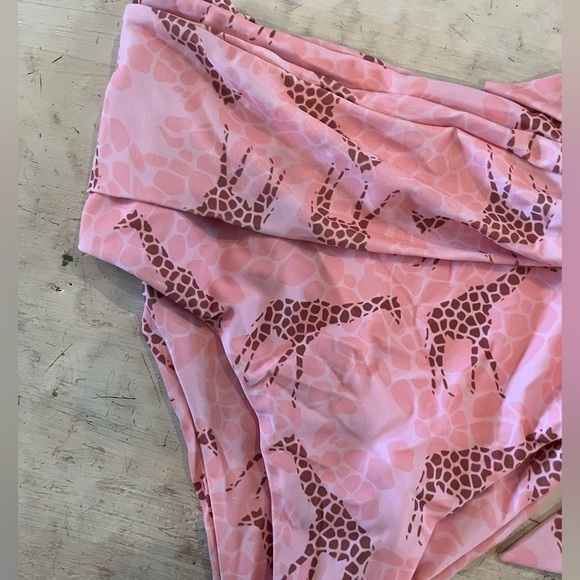 Rose swimsuit GIRAFFE PRINTED HIGH WAIST DEEP V TRIANGLE BIKINI NWOT | size XL - Picture 5 of 9